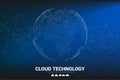 World Globe with cloud icon polygon dot connected line. Royalty Free Stock Photo