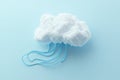 The concept of cloud computing technology is depicted as a white cloud connected to a network via a cable Royalty Free Stock Photo