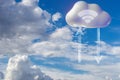 Concept of cloud computing. From the cloud in the world. 3D illustration Royalty Free Stock Photo