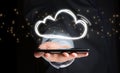 Concept of cloud stockage with icon around a smartphone Royalty Free Stock Photo