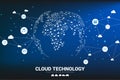 World Globe with cloud icon polygon dot connected line. Royalty Free Stock Photo