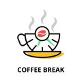 Concept of Coffee Break icon, flat line design vector illustration