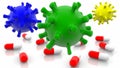 Concept of colorful viruses and pills