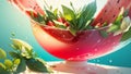 Colorful Watermelon Salad Illustration.AI Generated