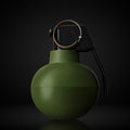 Concept of combat airsoft hand grenade on black background