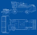 Concept combine-harvester. Vector rendering of 3d