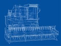 Concept combine-harvester. Vector rendering of 3d