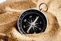 Concept compass in sand searching meaning of life Royalty Free Stock Photo