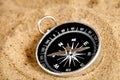 Concept compass in sand searching meaning of life Royalty Free Stock Photo