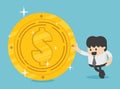 Concept of competition Gold coin on background Business and concept Profit, success, salary, bonus. Illustration, vector Royalty Free Stock Photo