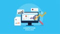 Concept of competitor analysis, marketing data analysis, data driven marketing, Business strategy analysis flat vector banner Royalty Free Stock Photo