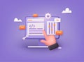 Concept of competitor analysis, marketing data analysis, data driven marketing. Programming, testing cross platform code. 3D Web Royalty Free Stock Photo