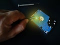 The concept of computer hardware upgrade and technology. Repairing and upgrade SSD Solid State Drive Royalty Free Stock Photo