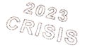 Conceptual community of people forming the 2023 CRISIS message. 3d illustration metaphor for economic and financial