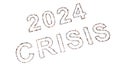 Conceptual community of people forming the 2024 CRISIS message. 3d illustration metaphor for economic and financial