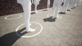 3d illustration of people standing in line, social distancing