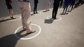 3d illustration of people standing in line