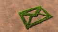 Green summer lawn grass symbol shape on brown soil or earth background, email sign Royalty Free Stock Photo