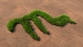 Green summer lawn grass symbol shape on brown soil or earth background, sign of scorpius zodiac sign