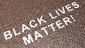 Concept conceptual large community of people forming BLACK LIVES MATTER message. 3d illustration metaphor for the anti- racism