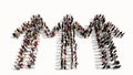 KLarge community of people forming the children holding hands sign. 3d illustration metaphor for friendship Royalty Free Stock Photo