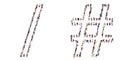 Large community of people forming the division slash and hash symbols. 3d illustration metaphor for unity