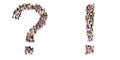 Large community of people forming the division slash and number sign. 3d illustration metaphor for unity