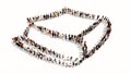 Large community of people forming the image of a closed book on white background. A 3d illustration