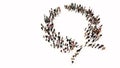 Large community of people forming an laurel wreaths image on white background.