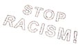 Lrge community of people forming STOP RACISM! slogan. 3d illustration metaphor for equality, social justice, Royalty Free Stock Photo