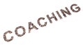 Large community of people forming the word COACHING. 3d illustration metaphor for training, sport, business