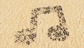 Stones on beach sand handmade symbol shape, golden sandy background, music sign Royalty Free Stock Photo