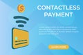Flat vector Concept of contactless payment page Royalty Free Stock Photo