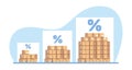 Concept of continuously increasing turnover, delivery of goods or products. Business growth, market development strategy