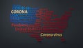 Corona Virus related texts on the map of The USA