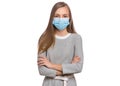 Teen girl in protective face mask