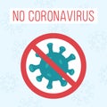 Concept of coronavirus with slogan and prohibition sign, COVID-19 quarantine, stop epidemic, editable vector