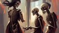A Couple Of Skeletons Standing Next To Each Other. Generative AI