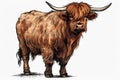 Cow highland graphics illustration. Generative AI