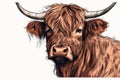 Cow highland graphics illustration. Generative AI