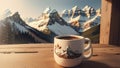 Cozy Hand drawn Illustration of Canadian Rockies Coffee Mug for Canada Day.AI Generated