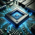 Concept CPU microchip for AI and data network Royalty Free Stock Photo