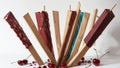 Crafted Delights Celebrating National Cherry Popsicle Day with Popsicle Stick Paper Art.AI Generated