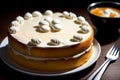 Creamy Delight Tapioca Cake Drenched in Sweet Condensed Milk.AI Generated