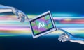 Concept of Creation of Artificial Intelligence with Stylized Hands and Chip