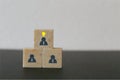 Concept creative idea, leader with idea and innovation. Marble block stacking with human symbol and light bulb icon