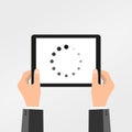 Concept & creative Loading process status vector illustration on a smart phone Waiting for upload or download on Flat design & two