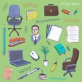 Concept of creative office room interior workspace, workplace. Royalty Free Stock Photo