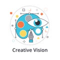 Concept of creative vision in flat line design. Icon in trend style. Modern vector illustration Royalty Free Stock Photo