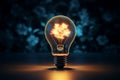 Concept of creativity outlined by a glowing light bulb in 3D rendering